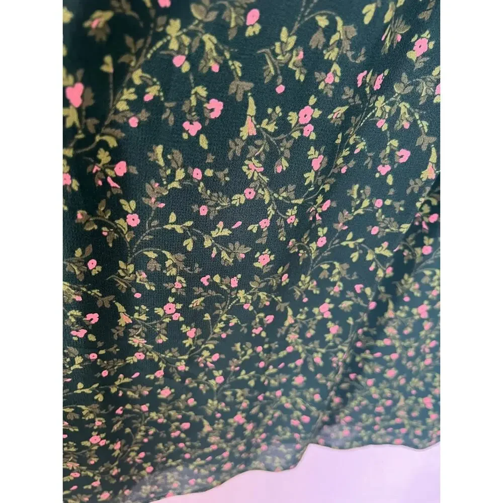 Reformation Brandi Mock Neck Mini Dress S in Coriander Green Floral - Picture 9 of 13